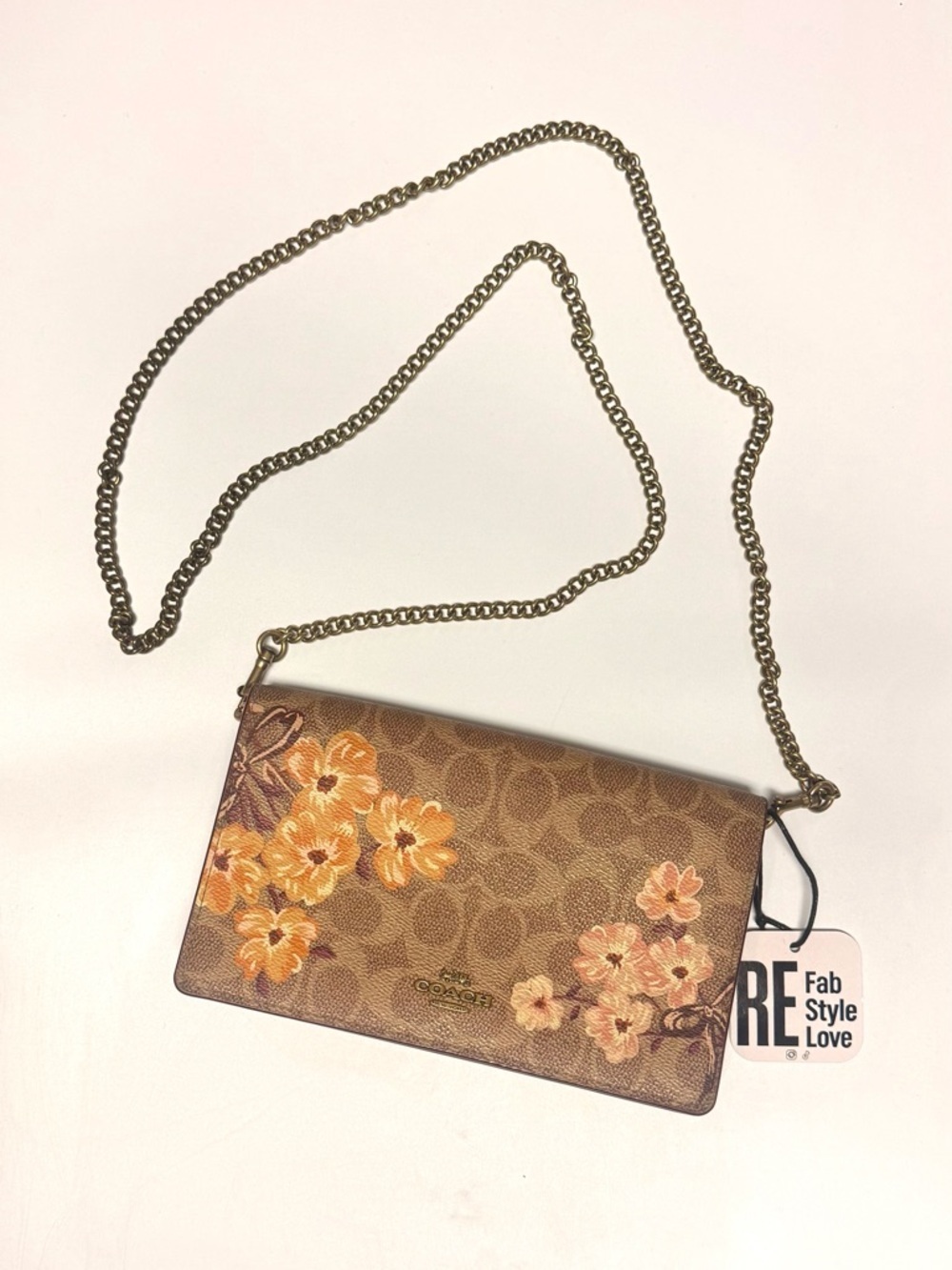 Coach Callie Foldover Chain Clutch In Signature Canvas With Prairie Floral